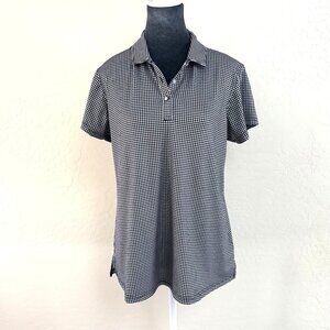 Pebble Beach Dry Luxe Womens Golf Polo‎ - Black/White Gingham Check - Size L